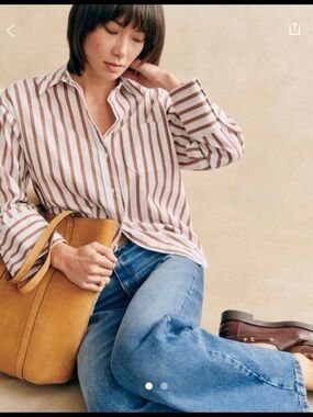 Sézane Bilma Shirt in Camel Stripes - FR 34/US 2